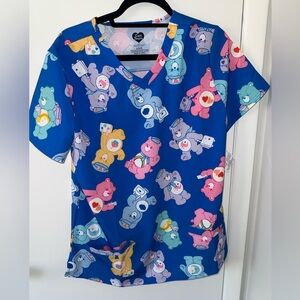 Care Bears Blue V-Neck scrub top